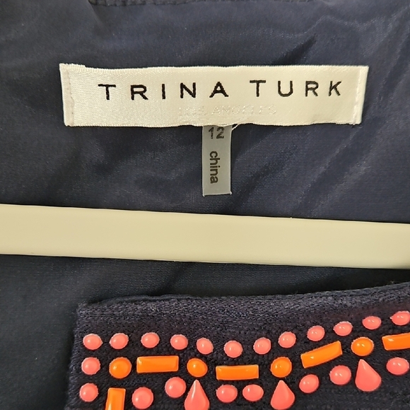 Trina Turk Dark Blue Mini Dress with Red Details - Picture 2 of 4